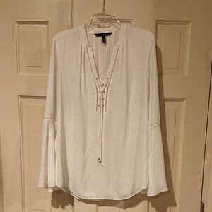 Elegant Cream Lace-Up Blouse